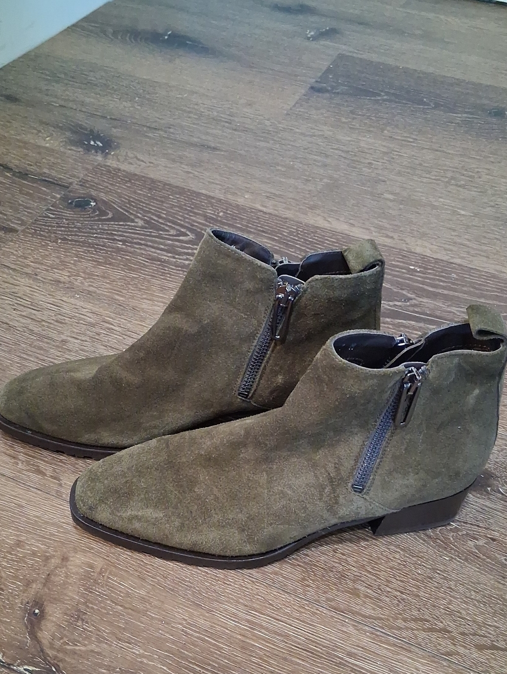 Aquatalia Suede Fantina Ankle Boots in Olive Green - Picture 2 of 8
